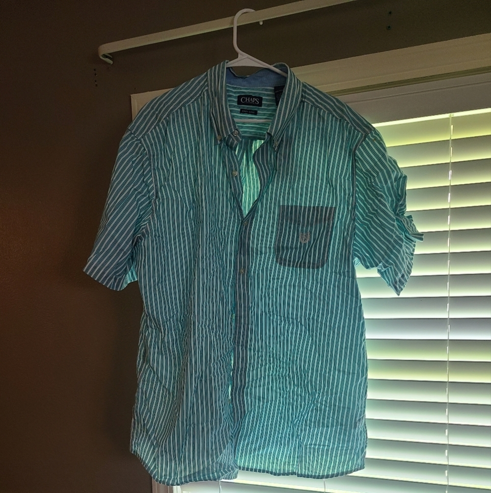 Chaps Green Pinstripe Button Front Shirt